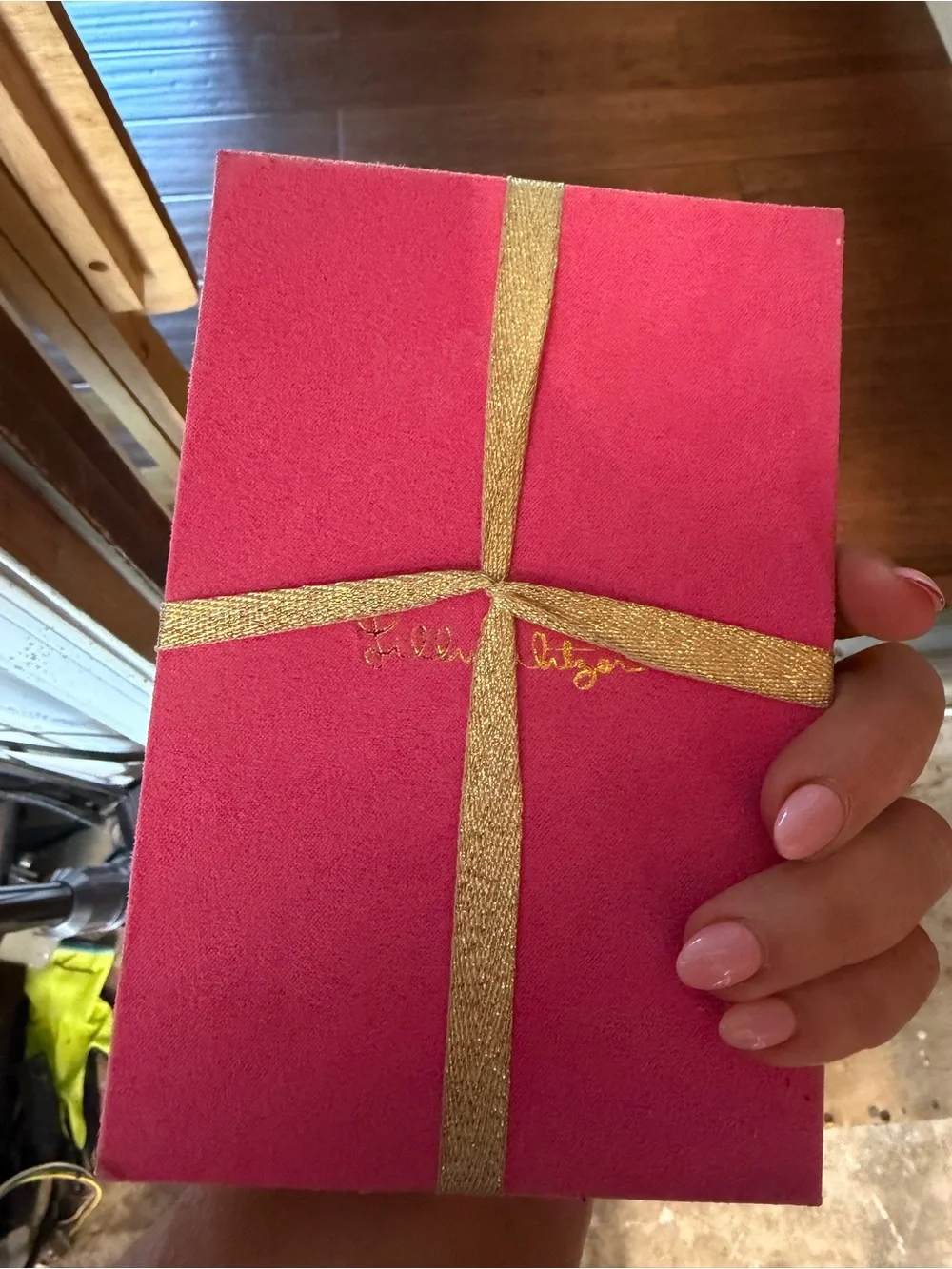 Lilly Pulitzer Pink Floral Notepad with Gold Ribbon